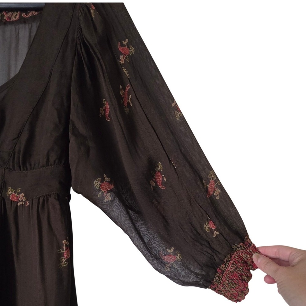 Denim & Supply Ralph Lauren Brown Paisley Sheer Dress Sz S Gypsy Boho Whimsigoth - Picture 5 of 14
